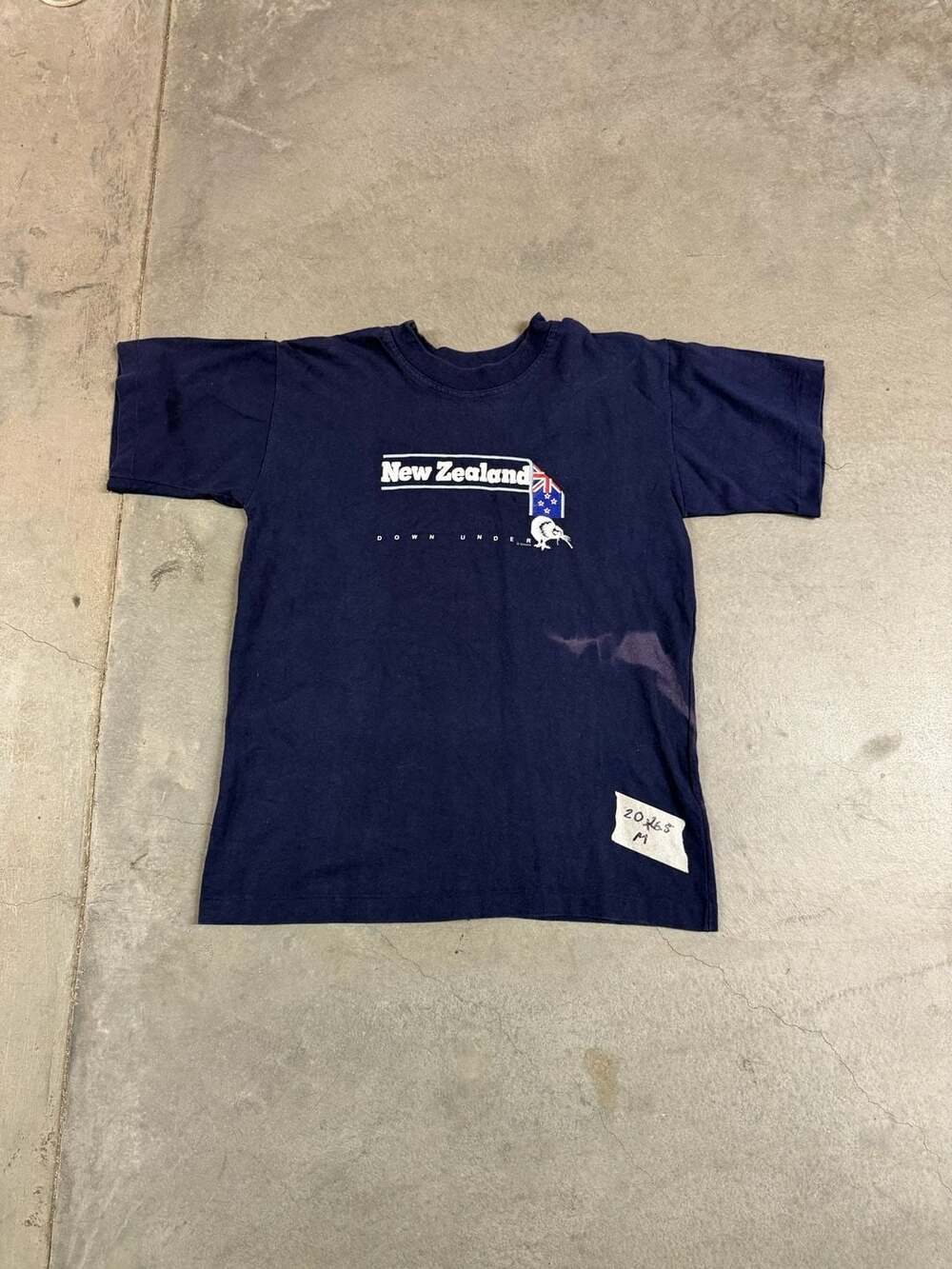 Vintage Gooses New Zealand Down Under Navy Blue Kiwi Bird T-Shirt
